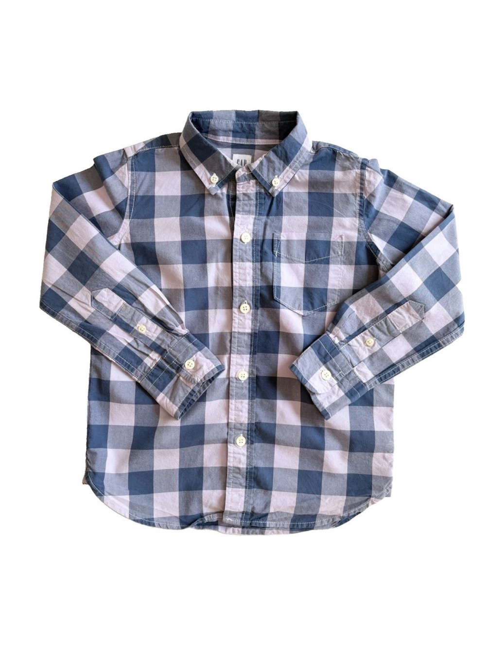 GAP XS (4-5) Blue and Purple Buffalo Plaid Button-Down Shirt for Kids